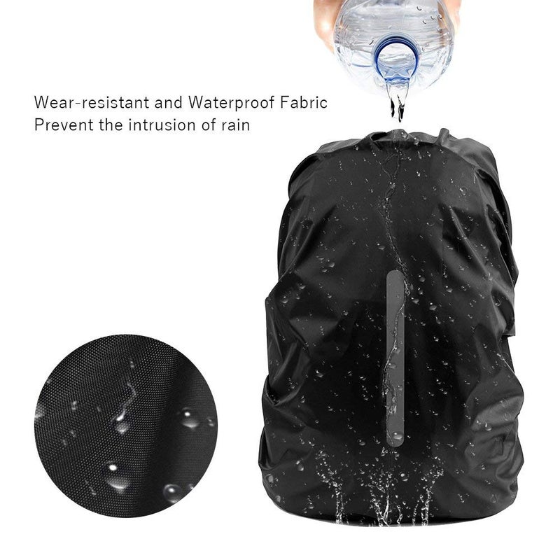 LAMA 2 Pack Waterproof Rain Cover for Backpack, Reflective Rucksack Rain Cover for Anti-Dust/Anti-Theft/Bicycling/Hiking/Camping/Traveling, M Size (for 30L-40L Backpack), 2 Pcs Black - Image 2